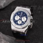 Perfect Replica Audemars Piguet Royal Oak Blue Face Stainless Steel Case Leather 42mm Watch